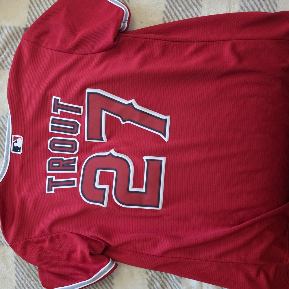 Nike Red Angels Baseball Jersey with White & Navy Trim - Picture 3 of 3